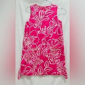 Lilly Pulitzer Dress Girls 14Pink Sleeveless Lined Side Tie Floral Print Pockets